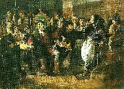 Carl Larsson konug gustaf vasa anklagar peder sunnanvader infor domkapitelet i vasteras oil painting on canvas
